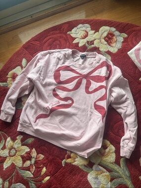 Dry Goods Pink Sweatshirt with Dark-Pink Bow Graphic